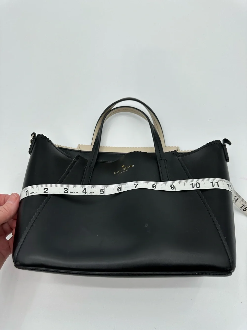 kate spade Black Scalloped-Edge Tote Bag Purse